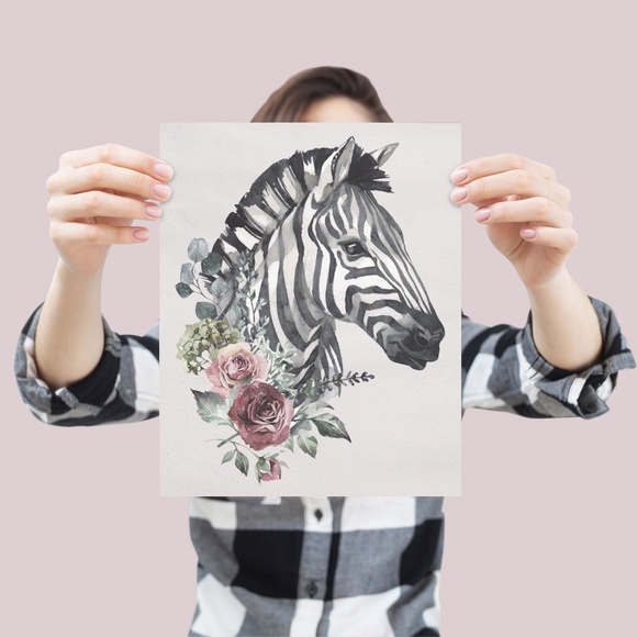 Watercolor Zebra Wall Art Poster Print UNFRAMED - Picture 6 of 17